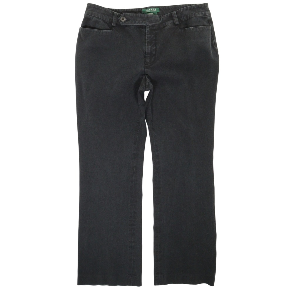 Lauren Ralph Lauren Adelle Pants Women 10 Straight Leg Stretch Black Cotton